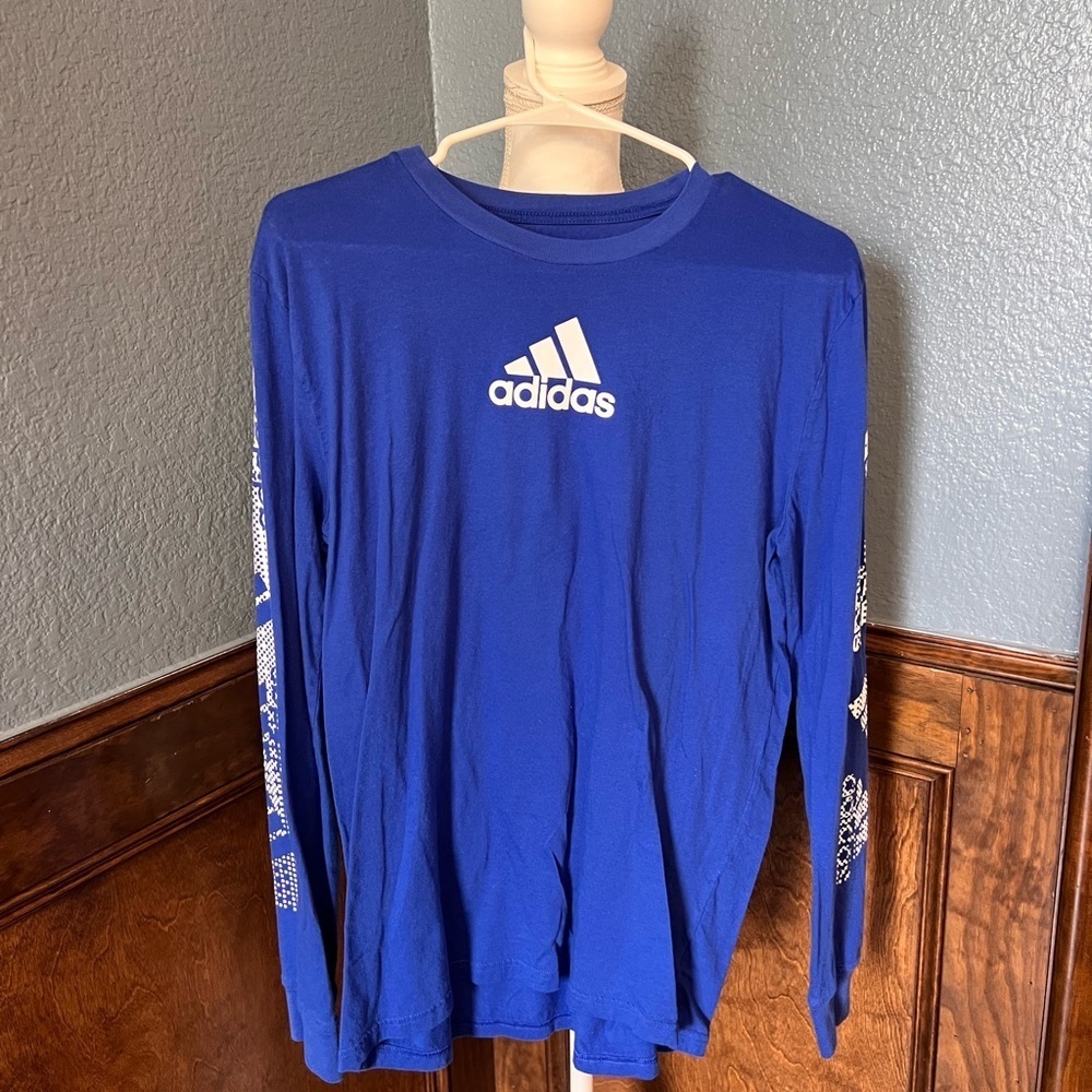 Adidas Boys Long Sleeve Blue Shirt